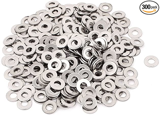 uxcell a15090700ux0161 300pcs 3mm Flat Stainless Steel Washers Spacers for M3 Threaded Screws (Pack of 300)