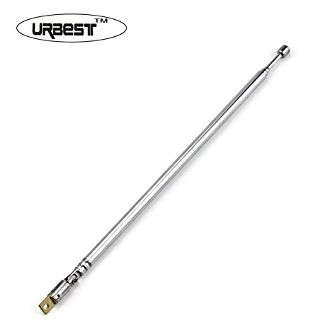 URBEST 62.5cm 4 Sections Stainless Steel AM FM Telescopic Radio Antenna Pole Replacement