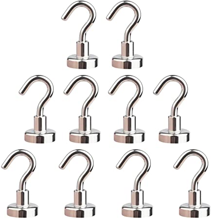 Ant Mag Magnetic Hooks 10 Pack 8KG (18LBS) Super Magnets Hook with Neodymium Rare Earth for Cruise Ship Accessories Hanging Door Holder Keys Home Office Refrigerators BBQ…