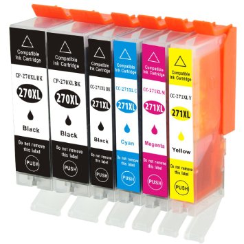 Kingway 6 Pack Compatible Ink Cartridge for Canon 270 271 PGI 270 XL CLI 271 XL Compatible with Canon MG7720 MG6820 MG5720 MG6821 MG6822 MG5721 MG5722 Printers