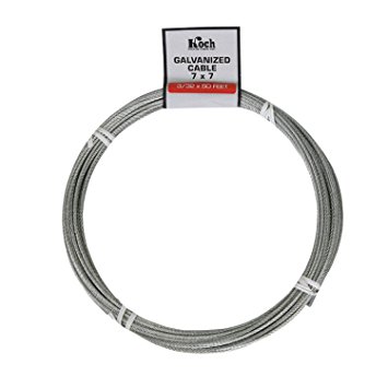 Koch A40074 7 x 7 Pre-cut Galvanized Wire Rope Cable 3/32-Inch by 50-Feet, Coil
