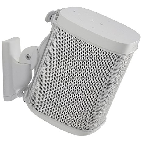 Sanus Wireless Speaker Wall Mount for Sonos ONE - Tool Free Tilt & Swivel Adjustments For Best Audio - Single (White) - WSWM21-W1
