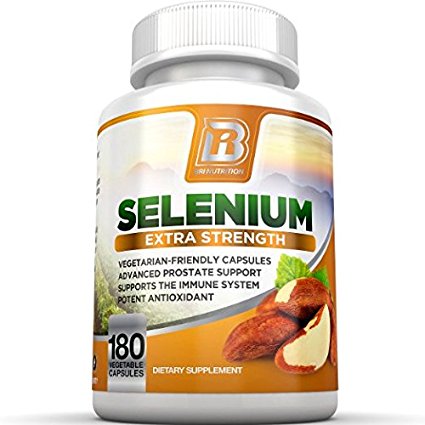 BRI Nutrition Selenium 180ct 200mcg Vegetable Formula - Essential Trace Mineral to Support Thyroid, Prostate and Heart Health* - Yeast Free - Made in the USA