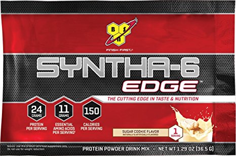 BSN SYNTHA-6 EDGE Whey Protein Powder, Hydrolyzed Whey, Micellar Casein, Milk Protein Isolate Meal Replacement Powder, Sugar Cookie, 1 Serving