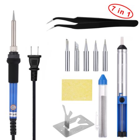 GHB Soldering Iron Kit 110V Adjustable Temperature Electric Iron Sets for Various Repairing Usage