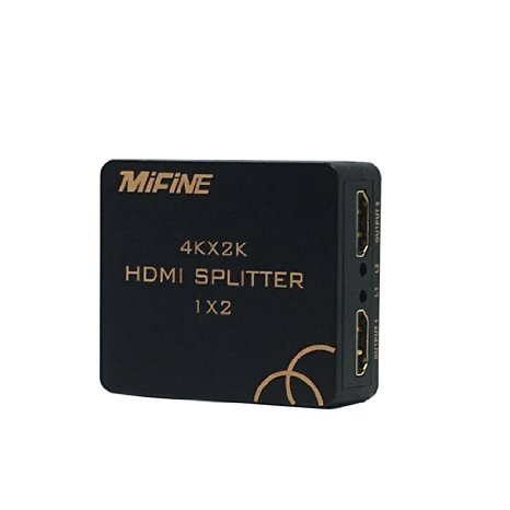 Mifine 2 Port 1x2 HDMI Powered Mini Splitter V 1.4 Certified for Full Ultra HD 2160P 4Kx2K Video&1.3 HDCP 3D Support HDTV PS3 Xbox DVD Blu-ray With DC5V USB Power Adaptor Cable(Not Included Adaptor)