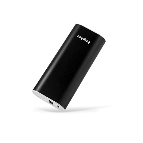 EasyAcc 2nd Gen. Metal 6400mAh Power Bank Bar(2.4A Smart Output) External Battery Pack Portable Travel Charger for iPhone Samsung Smartphones - Black