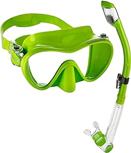 Cressi Italian Boutique Collection - Tempered Glass Lens Frameless Scuba Snorkeling Dive Mask - Splash Guard Dry Snorkel Set - Designed for Scuba Diving Snorkel and Freediving