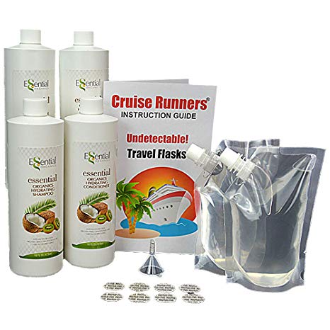 Fake Shampoo & Conditioner By CRUISE RUNNERS Hidden Liquor Alcohol Flasks For Cruise | Clear Booze Bags Enjoy Rum Runners