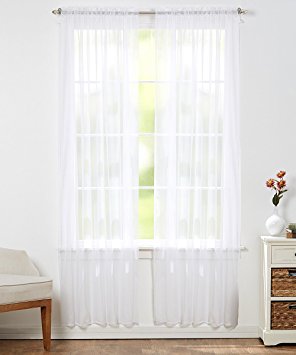 4-PACK: Sheer Voile Curtain Panels - Assorted Colors (WHITE)