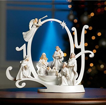 Lighted Joy Nativity Scene Holiday Sculpture