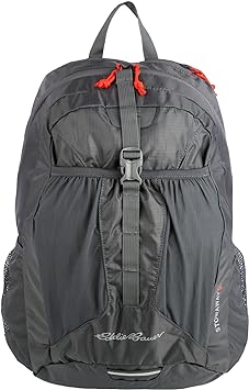 Eddie Bauer Stowaway Packable Backpack 30L with Water Resistant Finish and 2 Mesh Side Pockets, Dark Smoke, One Size