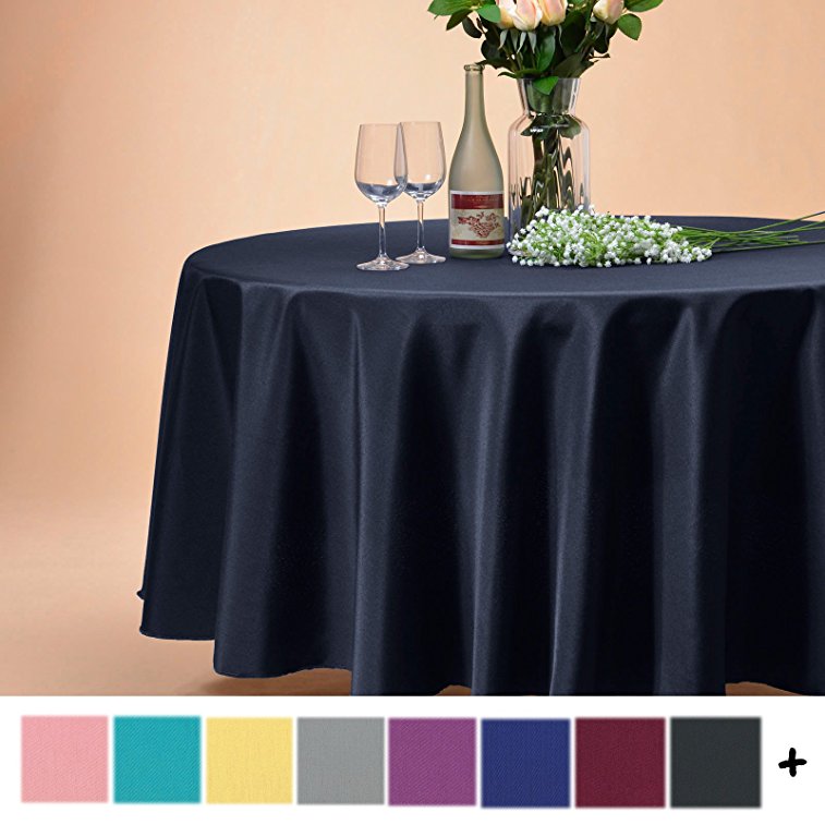 Remedios 120-inch Round Polyester Tablecloth Table Cover - Wedding Restaurant Party Banquet Decoration, Midnight Navy