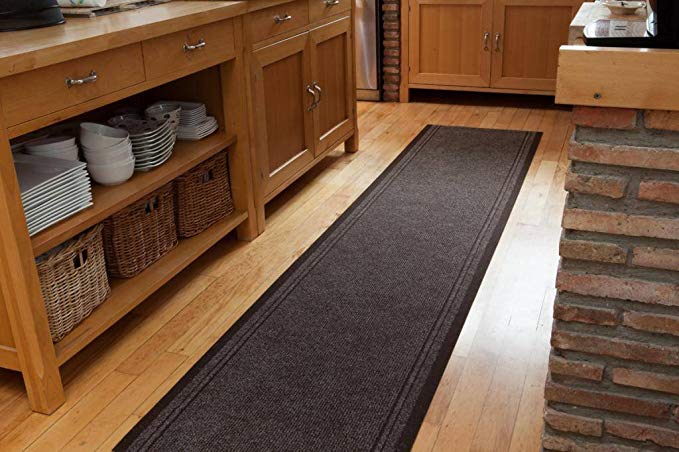 Dark Brown Custom Size No Skid Entrance Runner Rugs - Sold and Priced By The Foot - 2' 2" Wide