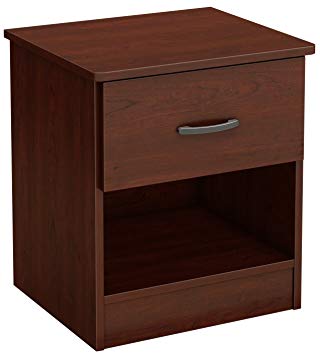 South Shore Libra 1-Drawer Nightstand, Royal Cherry with Metal Handle