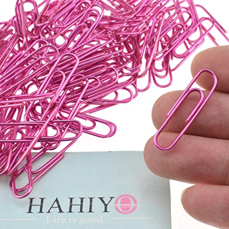 HAHIYO Paper Clips 1.3" (33mm) Length Pink Paperclips Vinyl Coated Prevent Scratching Tearing The Pages Sturdy for Bookmark Organize Home Office School 120 Pack