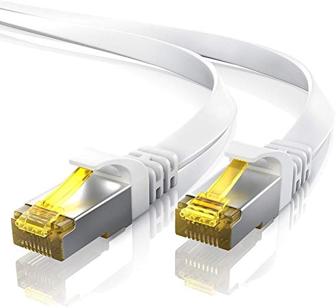 Primewire 30m CAT 7 Network Cable Flat Design - Ethernet Cable - Gigabit LAN 10 Gbit s - patch cable - flat cable - installation cable- Cat. 7 raw cable U FTP PIMF shielding with RJ45 connector