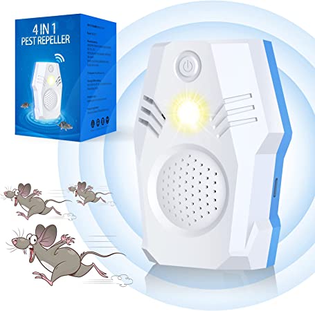 Upgraded Ultrasonic Pest Repeller Electronic Mouse Repellent Plug in High Effective 4 Models House Rodent Repellent Defend for Flea, Insects, Mosquitoes, Mice, Spiders,Rats,Bugs-White
