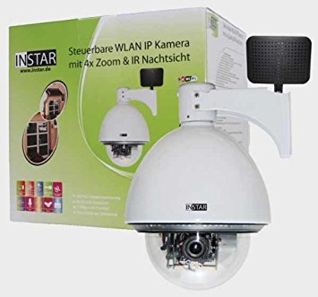 GERMAN BRAND! INSTAR IN-4011 (white) Smallest controlable Pan Tilt WLAN IP Outdoor Camera with 4x optical Zoom, 66 IR LED night vision and max. 8 preset Positions, build in motor, Microphone and Alarm IO In/Output. For MAC / Windows / Linux / Android and IPhone! NEWEST MODEL FROM INSTAR WITH 10DB ANTENNA!!!!
