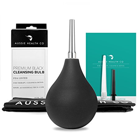 Premium Purity(TM) 7oz Black Enema Bulb Anal Douche Kit (Non-Toxic - BPA & Phthalates Free) For Home Water   Coffee Colon Cleansing, Detox and Constipation Relief