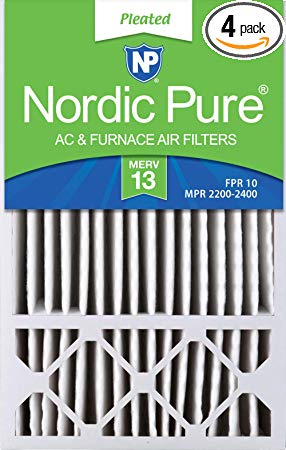 Nordic Pure 16x25x4/16x25x5 (4-3/8 Actual Depth) MERV 13 Honeywell FC100A1029 Replacement Pleated AC Furnace Air Filter, 4 Pack