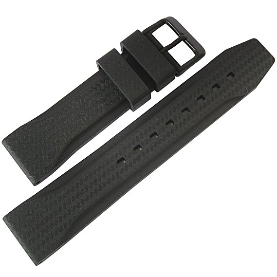 Bonetto Cinturini 22mm Black Rubber PVD Buckle Watch Strap Model 324