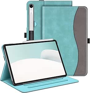 Fintie Hülle für Samsung Galaxy Tab S9 FE 10.9 Zoll/Tab S9 11 Zoll 2023 Tablet, Multi-Winkel Folio Schutzhülle mit Dokumentenfach und Auto Schlaf/Wach Funktion, Jeansoptik Türkis