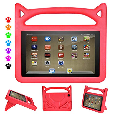 F i r e 7 2017 Case, F i r e 7 Tablet Case, F i r e 7 Kids Case, Lmaytech Kids Shock Proof Protective Cover Case for A m a z o n F i r e 7 Tablet (Compatible with 5th 2015/7th 2017) (Red)