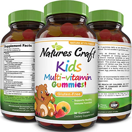 Multivitamin For Kids Gummy with Vitamin D - Natural Gummy Vitamins for Kids Toddlers Teens with Vitamin C Immune System Booster - Chewable Kids Multivitamin for Growth - Gluten Free Childrens Vitamin