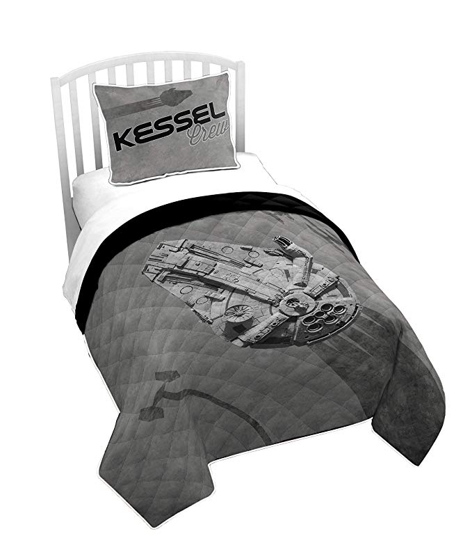 Jay Franco Star Wars Kessel Crew Twin Quilt & Sham Set - Super Soft Kids Bedding Features Millennium Falcon - Fade Resistant Polyester (Official Star Wars Product)