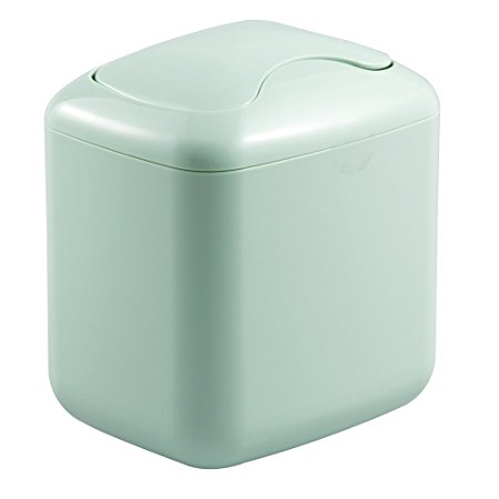 mDesign Baby Nursery Changing Table Wastebasket Trash Can with Swing Lid - 2.8-Quart, Mint