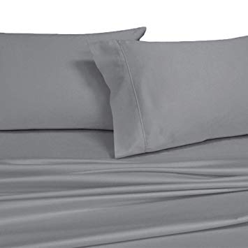 Royal's Solid Gray 1000 Thread Count 4pc Top-Split-King: Adjustable Top Split King Size Bed Sheet Set 100% Cotton, Sateen Solid, Deep Pocket