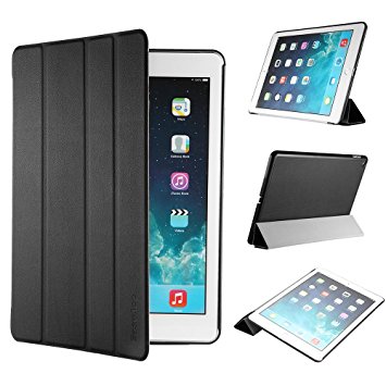 EasyAcc Ultra Slim iPad Air 2/ iPad 9.7 2017 Smart Case Cover with Stand / Auto Sleep Wake-up for Apple iPad Air 2/ iPad 9.7 2017 (Top Premium Pu Leather, Folded Cover Design, Black)