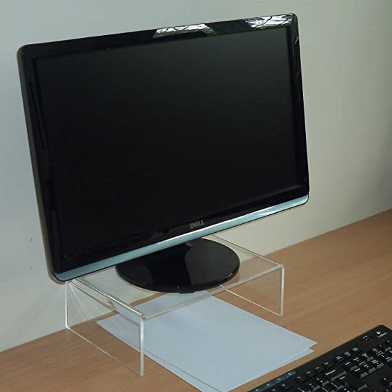 Strong Clear Acrylic Stand for Computer Monitor Screen or Small LCD Television (Riser Shelf Plinth)