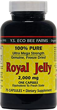 100% Pure Royal Jelly Ultra Mega Strength 2000 Milligrams 75 Capsules