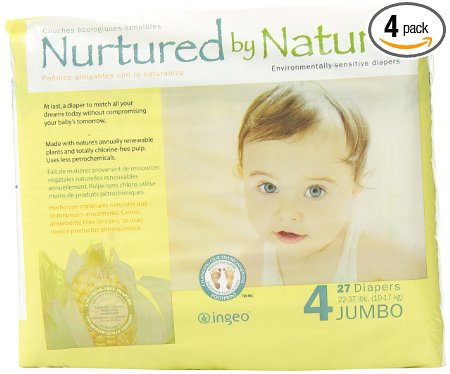 Nurtured by Nature Environmentally-Sensitive Diapers, Large Size 4, 27 count (Pack of  4)