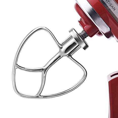 Polished Stainless Steel Flat Beater for Kitchenaid 4.5 Qt - 5 Qt Tilt-Stand Mixer Attachments for Kitchen Paddle, Baking - Pastry, Pasta Dough, Lcing, Mixing Accessory - Dishwasher Safe