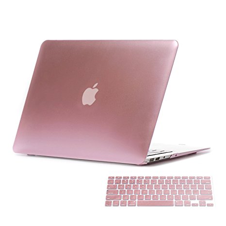 MacBook Air 13-inch Case,JOKHANG Ultra Slim Soft-Touch Plastic Hard Shell Case Cover[2 in 1] with Keyboard Cover [ Models: A1466 / A1369 ]Rose Gold