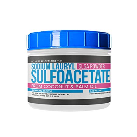 Sodium Lauryl Sulfoacetate (SLSA) (1.5 lb (24 oz)) by Earthborn Elements, Resealable Tub with Scoop, Bath Bomb Additive, Gentle on Skin, Long Lasting Foam & Bubbles