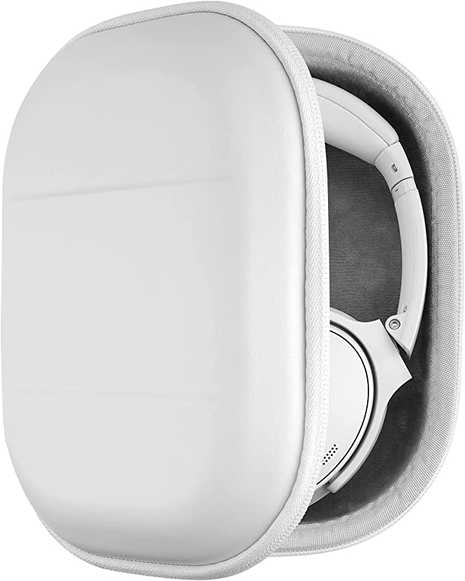 Geekria Shield Headphones Case Compatible with Bose QC45, QuietComfort 35 II, QC25 Case, Replacement Hard Shell Travel Carrying Bag with Cable Storage (White)