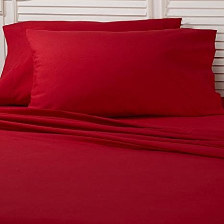 Royal Home Collection 600 Thread Count Egyptian Cotton 4pc Sheet Set 24" Inch Extra Deep Pocket, King/ Standard, Red Solid