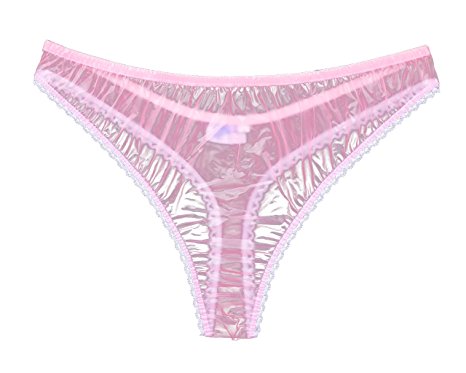 Haian PVC G-String Lace Panties Ladies Briefs Color Transparent Pnik (X-Large)