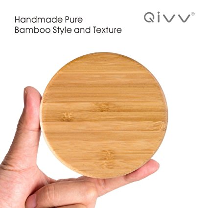 Bamboo Wireless Charger, QIVV Wireless Charging Pad Qi Wireless Charger for Samsung S6 / S6 Edge / Edge , Note 5, Nexus 4 / 5 / 6 /7, Nokia Lumia 920, LG Optimus Vu2, HTC 8X and All Qi-Enabled Devices
