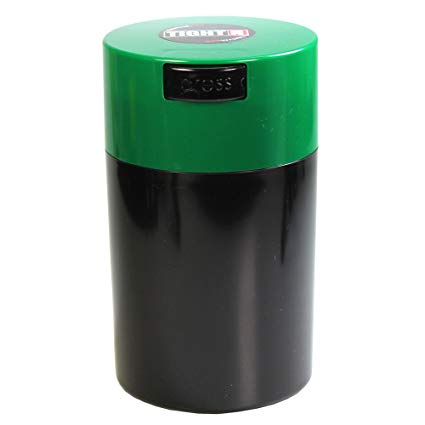 Tightpac America 6-Ounce Vacuum Sealed Dry Goods Storage Container, Black Body/Forest Green Cap