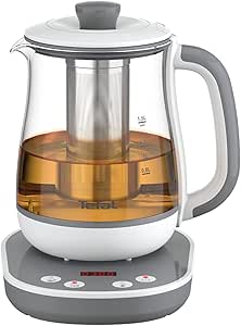 Tefal Tastea Teemaschine, 8 Temperatureinstellungen, Fassungsvermögen 1,5 l, abnehmbarer Teesieb aus Edelstahl, Warmhaltefunktion, widerstandsfähiger Glaskörper, freistehender 360°-Basis BJ551B10