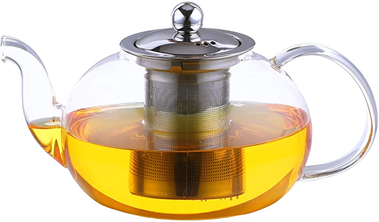 Antner 1200ml/40oz Glass Teapot with Removable Stainless Steel Infuser, Stovetop Safe Tea Kettle Microwave & Dishwasher Safe Tea Pot Loose Leaf Tea Maker