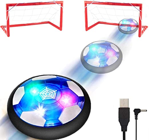 Kids Toys Hover Soccer Ball Set, Rechargeable Soccer Ball with LED Lights and Safe Foam Bumper, Air Power Soccer Hover Ball with 2 Goals for 3 4 5 6 7 8-12 Years Old Boy Girl Indoor/Outdoor Games