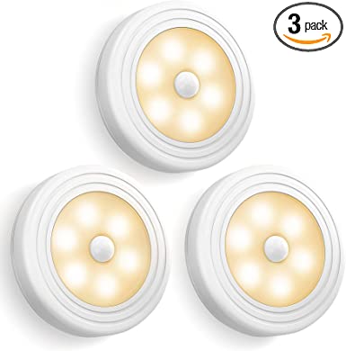 Motion Sensor Lights (Warm White) Closet Light, Wall Light, Stick Anywhere with No Tools, LED Night Lights, Perfect for Staircase, Hallway, Bathroom, Bedroom, Kitchen, Cabinet, Battery Operated Lights