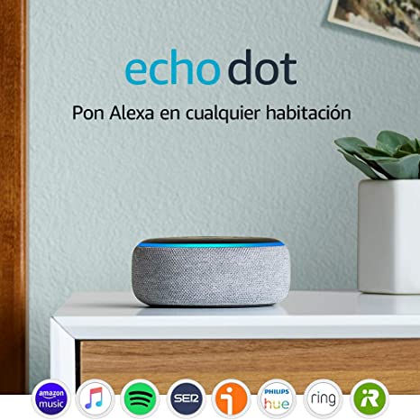 Echo Dot (3.ª generación) Reacondicionado Certificado - Altavoz inteligente con Alexa, tela de color gris oscuro