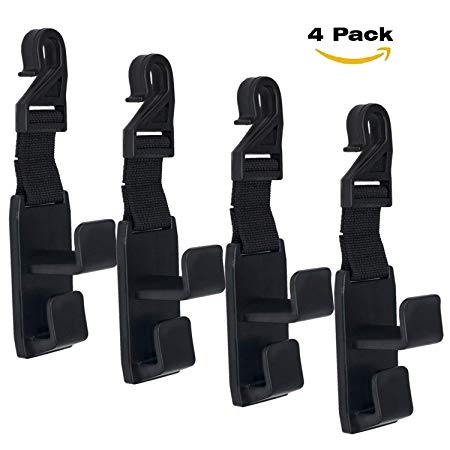 G1-Tech Car Seat Hooks, Back Seat Headrest Hanger Storage Hooks for Car-Handy for Purse,Backpack,Coat,Handbag Shopping Bags Thicker Straps (Heavy Duty for Car, SUV, Truck, 4-Pack)